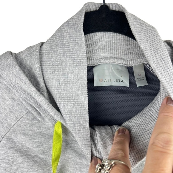 ATHLETA 3/4 ZIP FRONT GREY JACKET WOMENS SIZE MED HOODED MOCK NECK MODAL COTTON - Picture 7 of 10